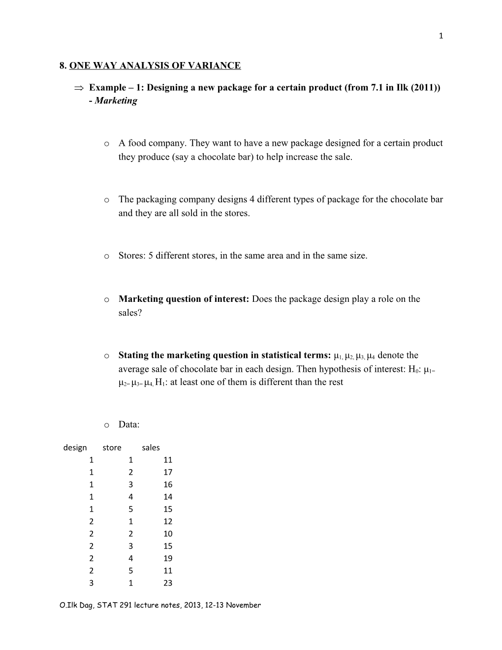 8.One Way Analysis of Variance