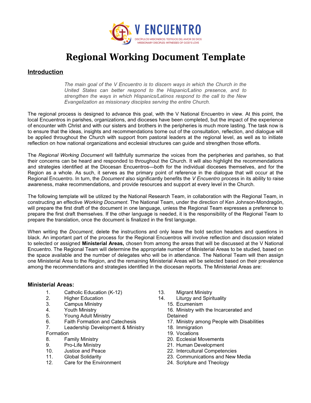 Regionalworking Document Template