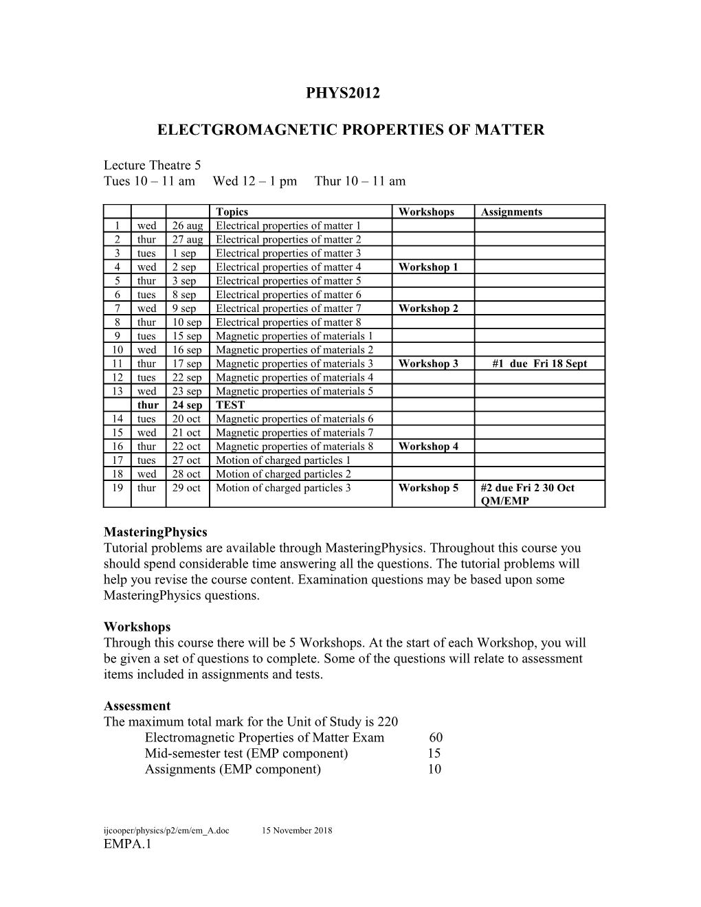 Electgromagnetic Properties of Matter