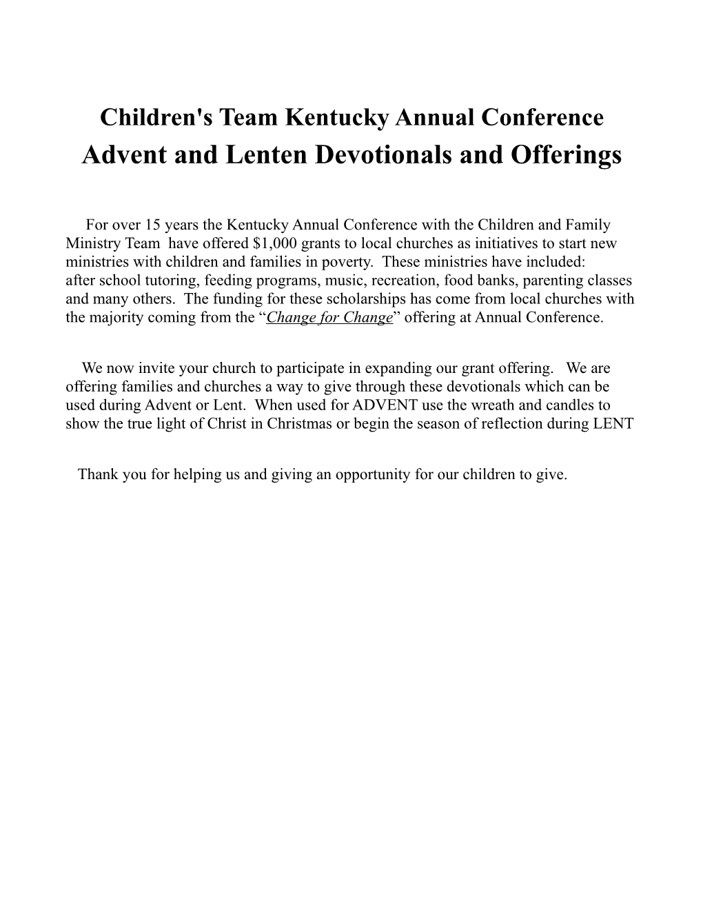 Children's Team Kentucky Annual Conference