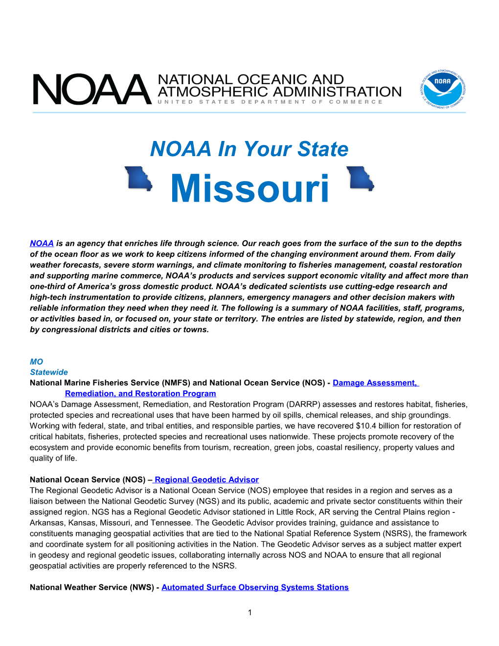 NOAA in Your State - Missouri