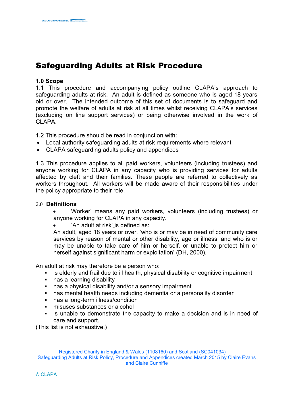 Safeguarding Adults at Risk Procedure