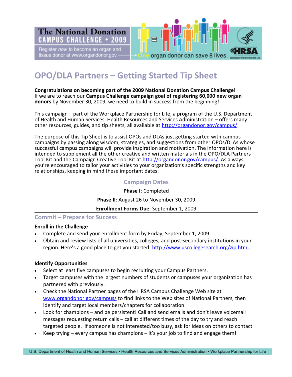 OPO/DLA Partners Getting Started Tip Sheet
