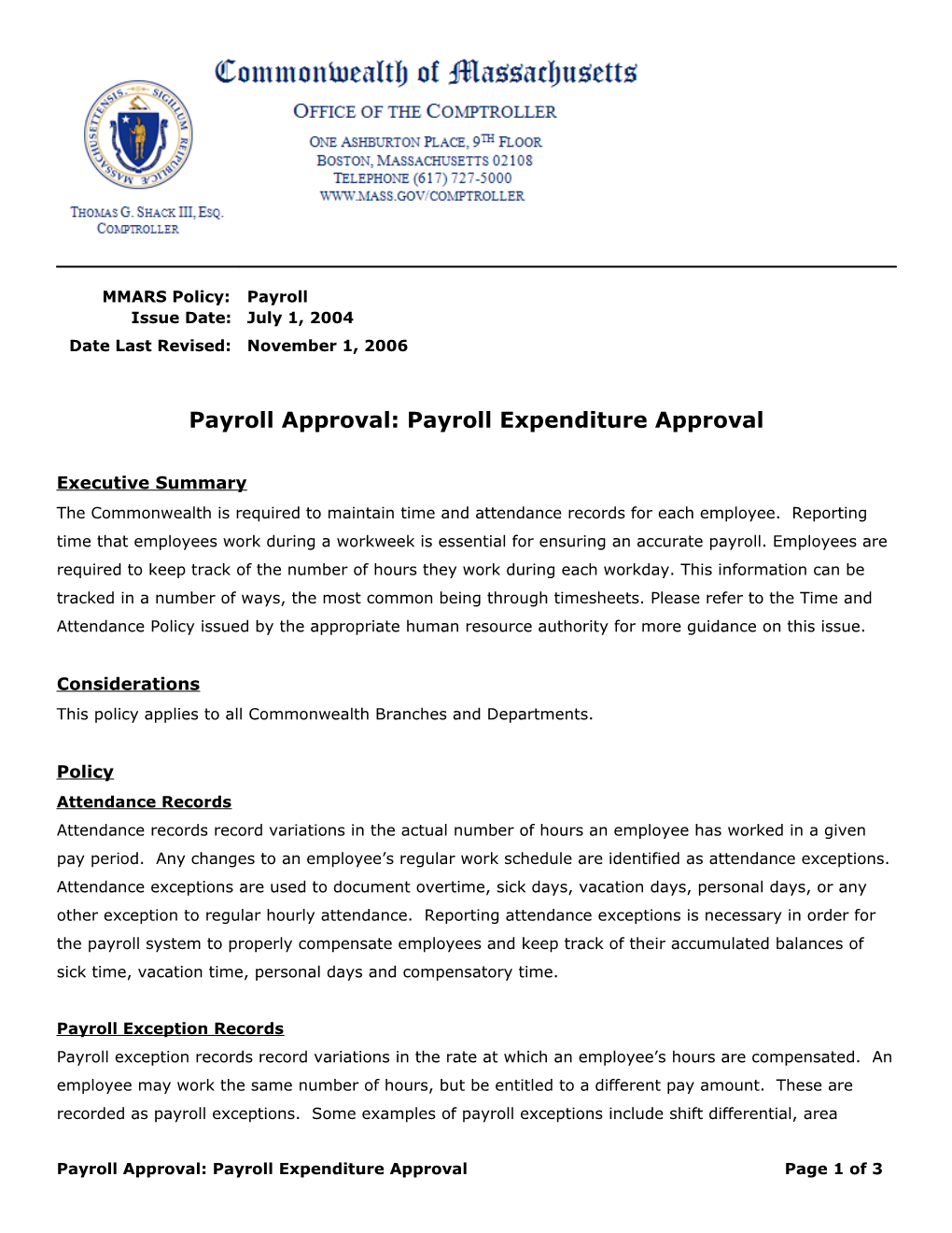 Payroll Approval: Payroll Expenditure Approval