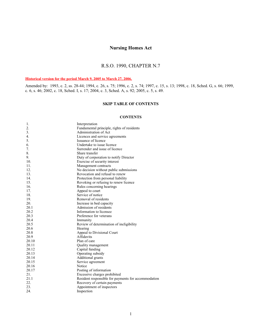 Nursing Homes Act, R.S.O. 1990, C. N.7