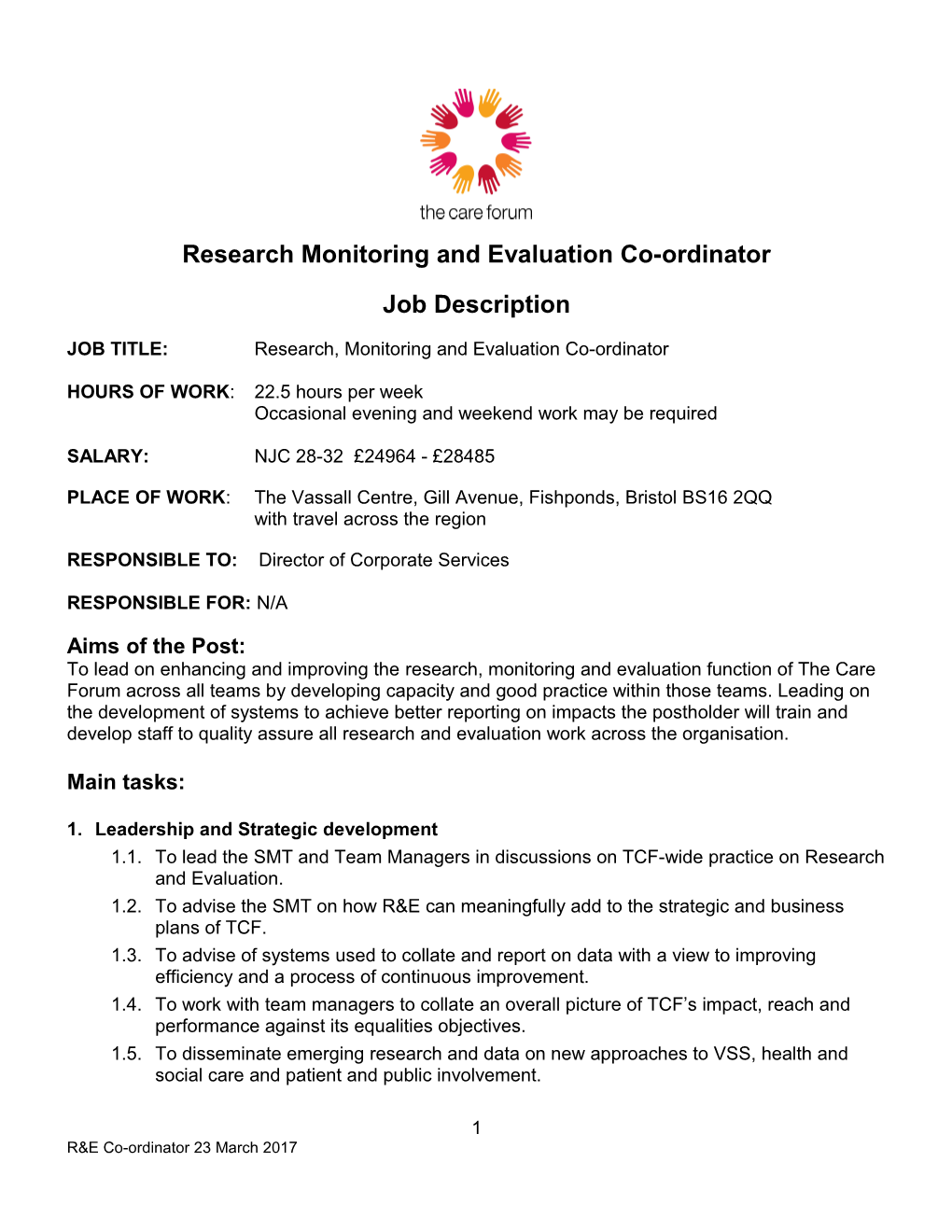 Research Monitoring and Evaluationco-Ordinator
