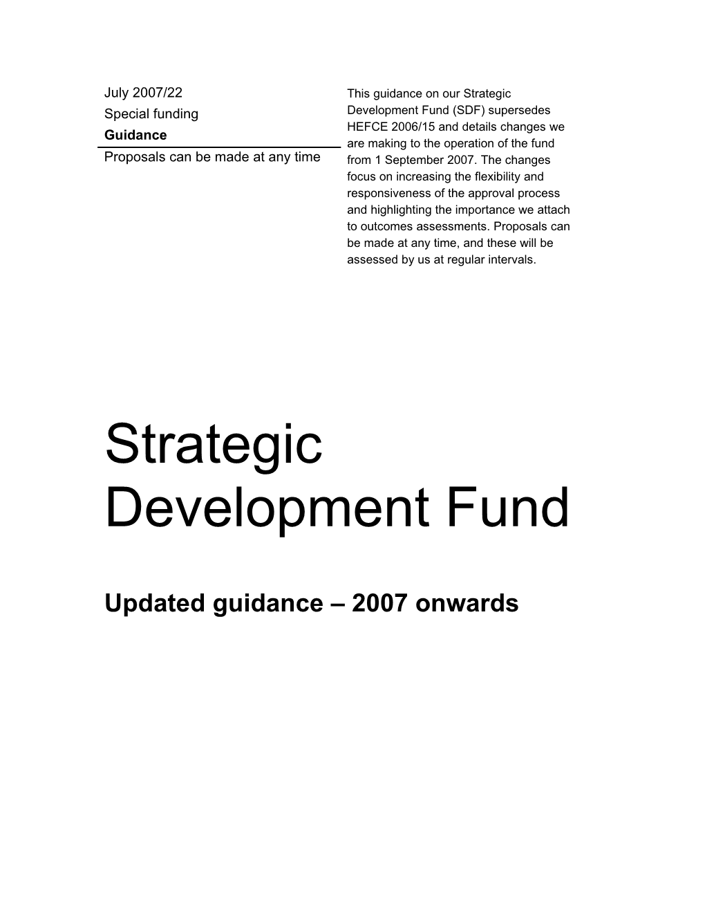 Strategic Development Fund