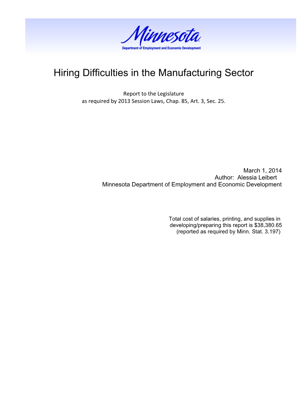 Hiring Difficulties in the Manufacturing Sector