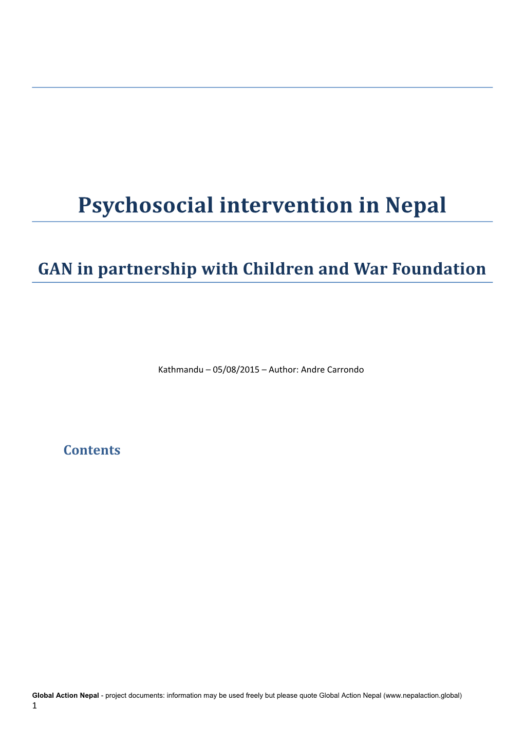 GAN in Partnership Withchildren and War Foundation