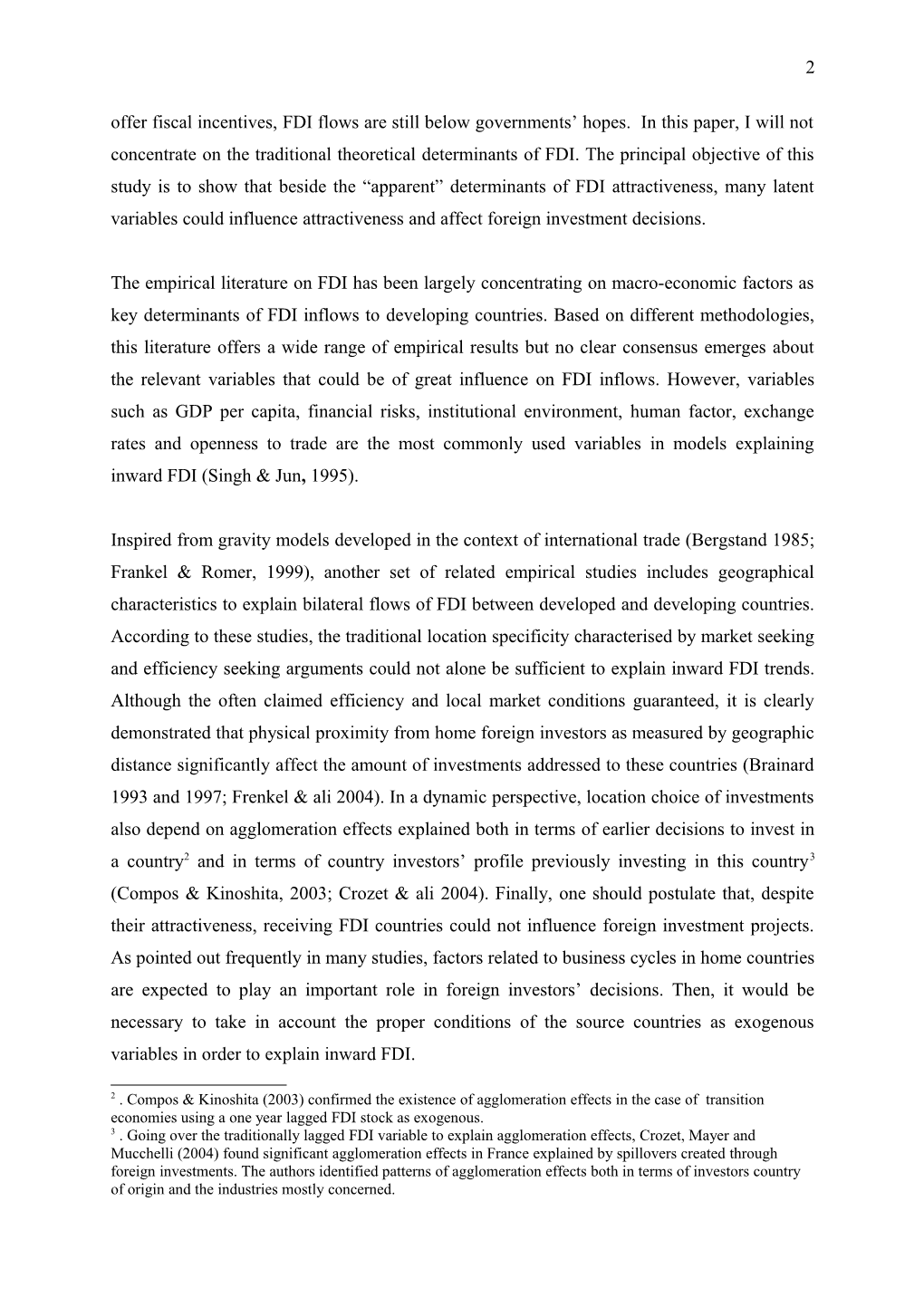 Foreign Direct Investment Decisions and Fixed Setup Costs in Developing Countries: The