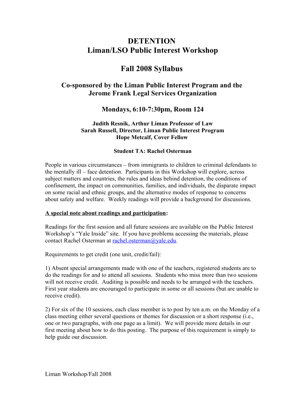 Liman/LSO Public Interest Workshop