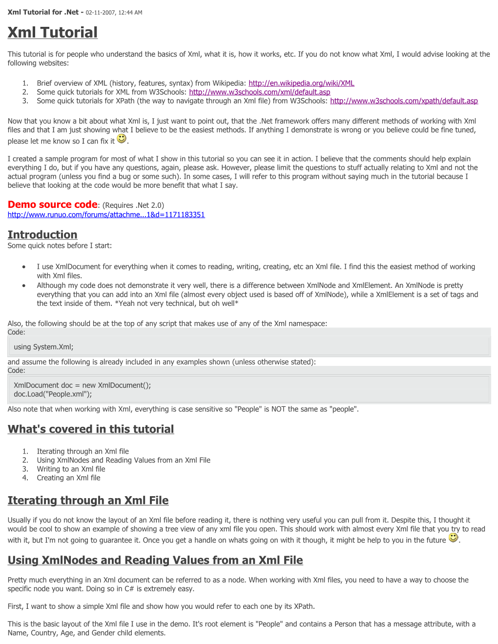 Xml Tutorial for .Net - 02-11-2007, 12:44 AM