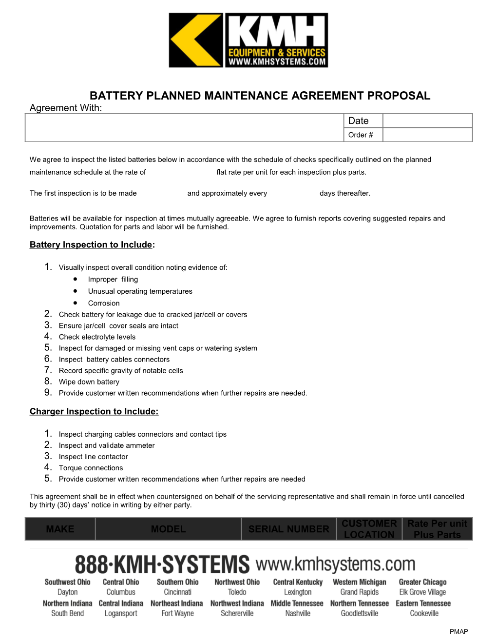BATTERY PLANNED MAINTENANCE AGREEMENT PROPOSAL Agreement With