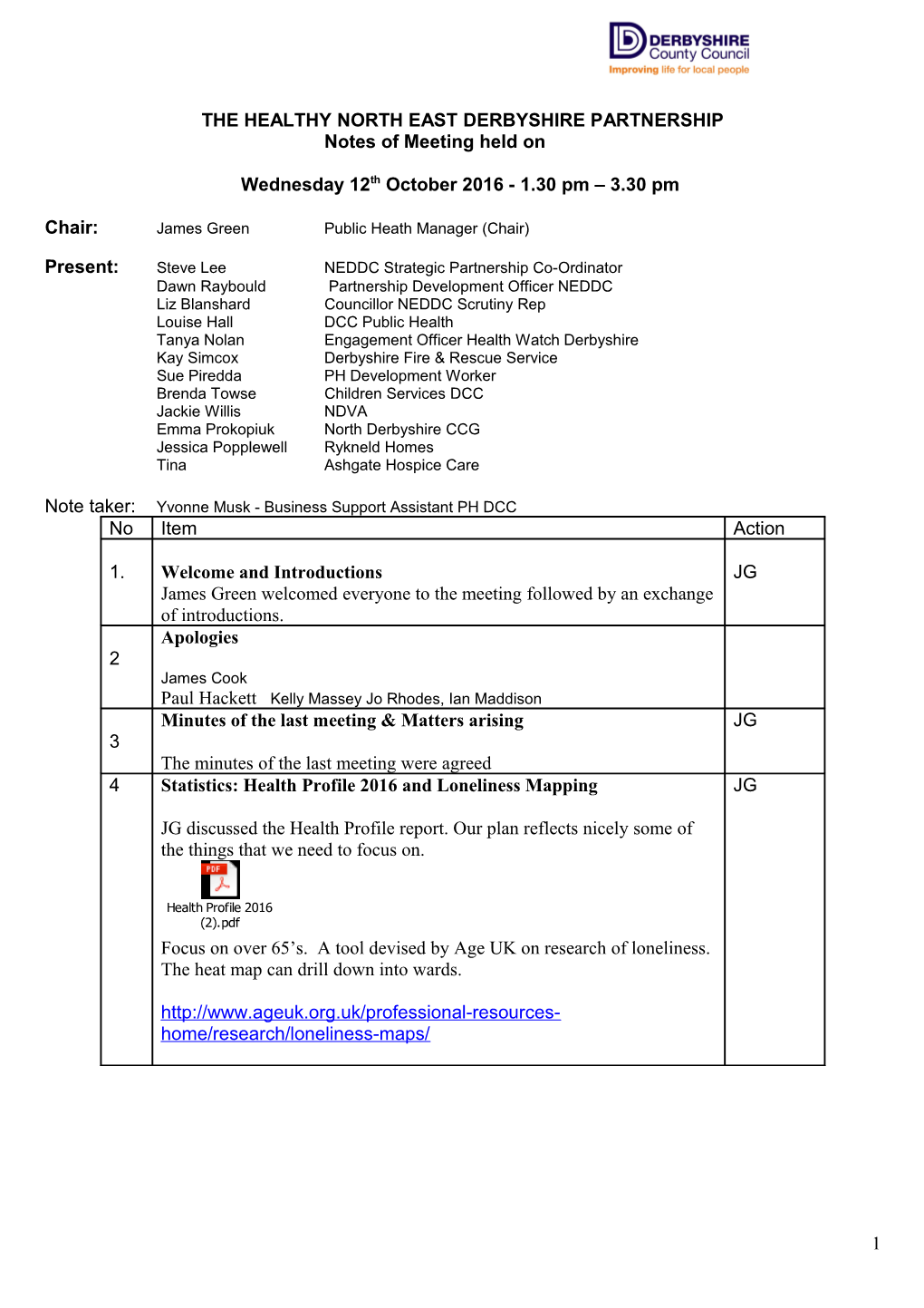 The Healthy North East Derbyshire Partnership