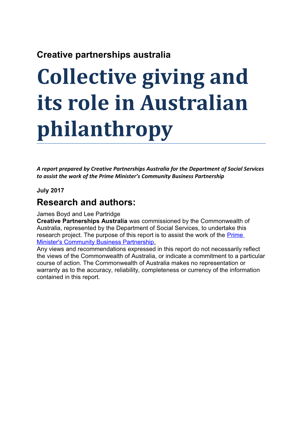 Collective Giving and Its Role in Australian Philanthropy