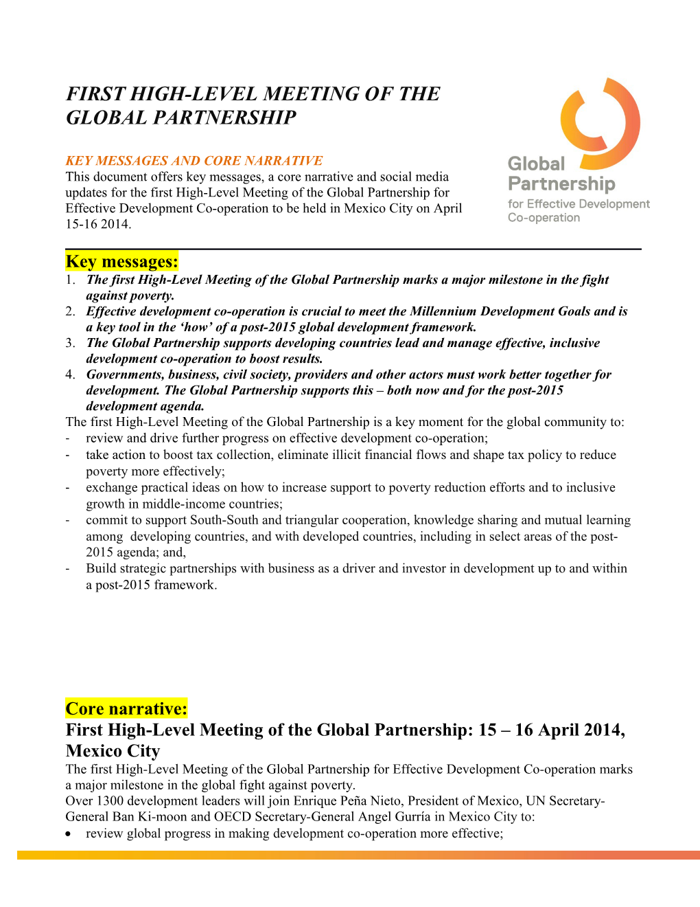 First High-Level Meeting of the Global Partnership