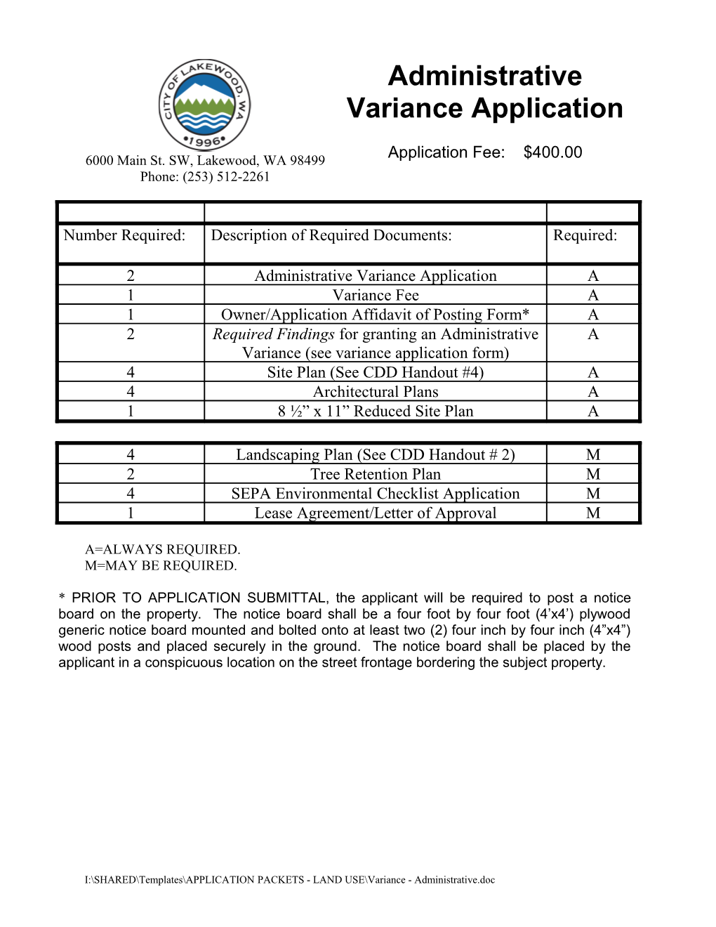 SEPA Environmental Checklist Application