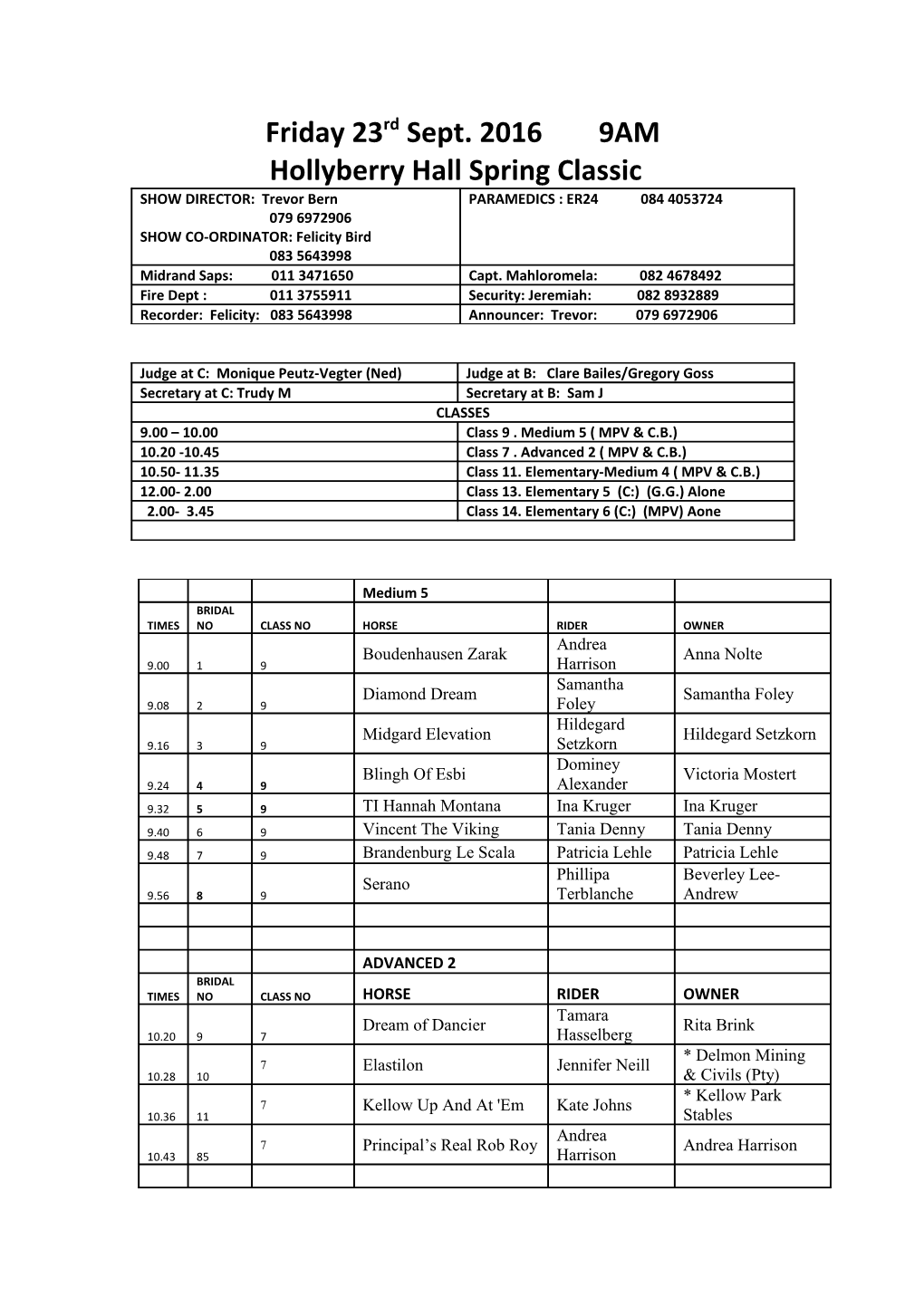 Hollyberry Hall Spring Classic