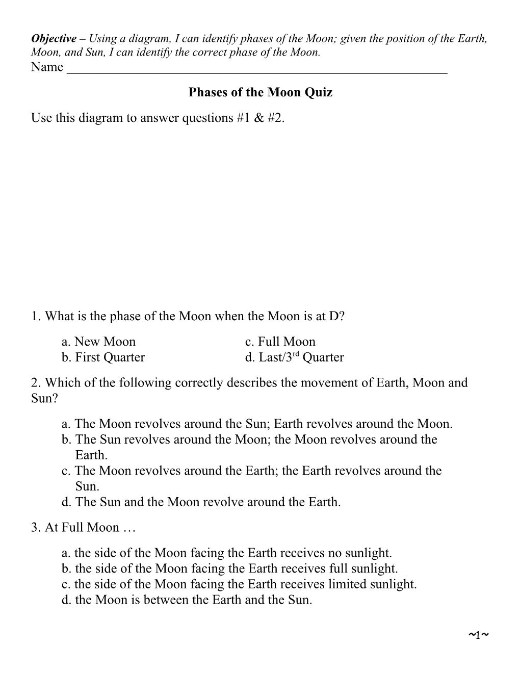 Phases of the Moon Quiz