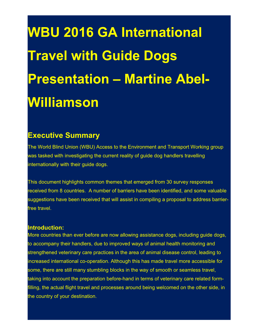 International Travel with Guide Dog - Martine Abel-Willianson