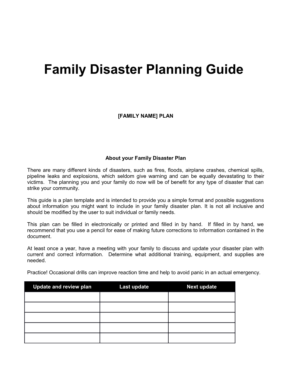 Family Disaster Planning Guide