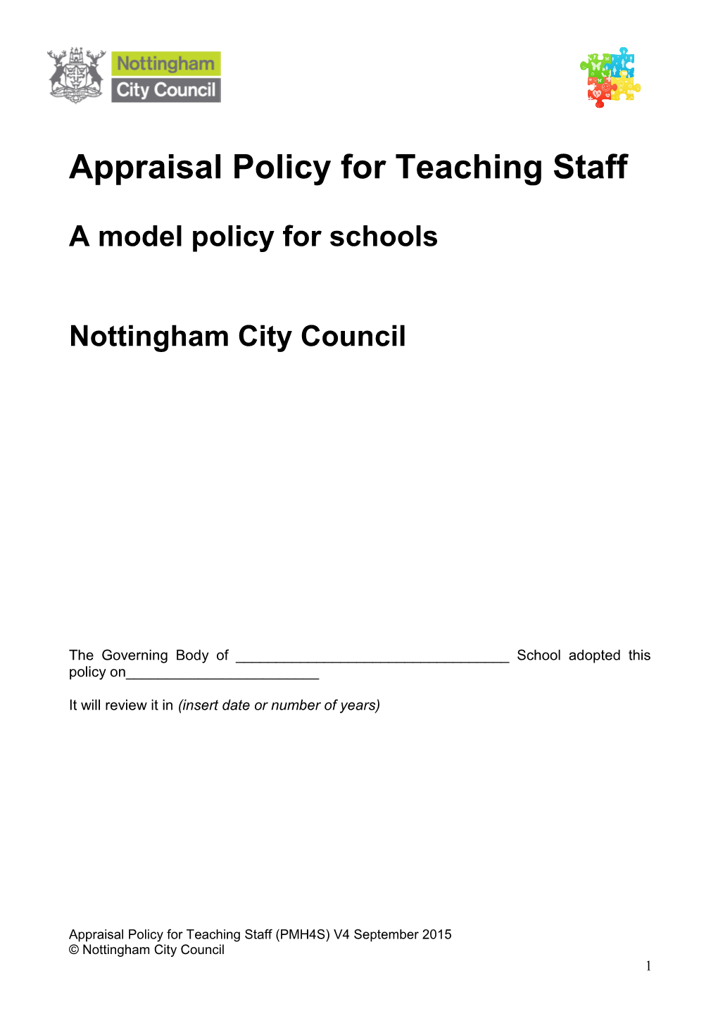 Appraisal Policy for Teaching Staff