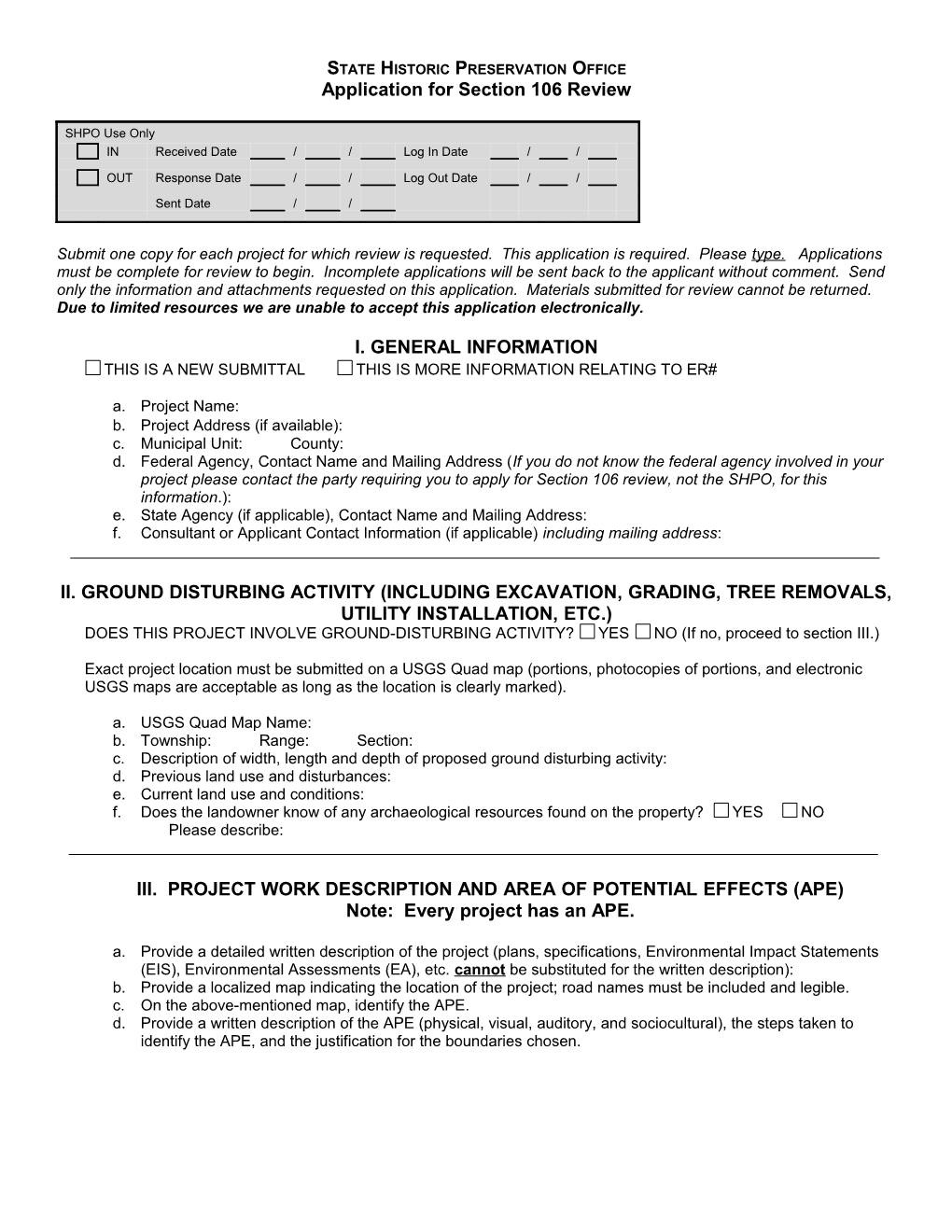 Section 106 Application for Review