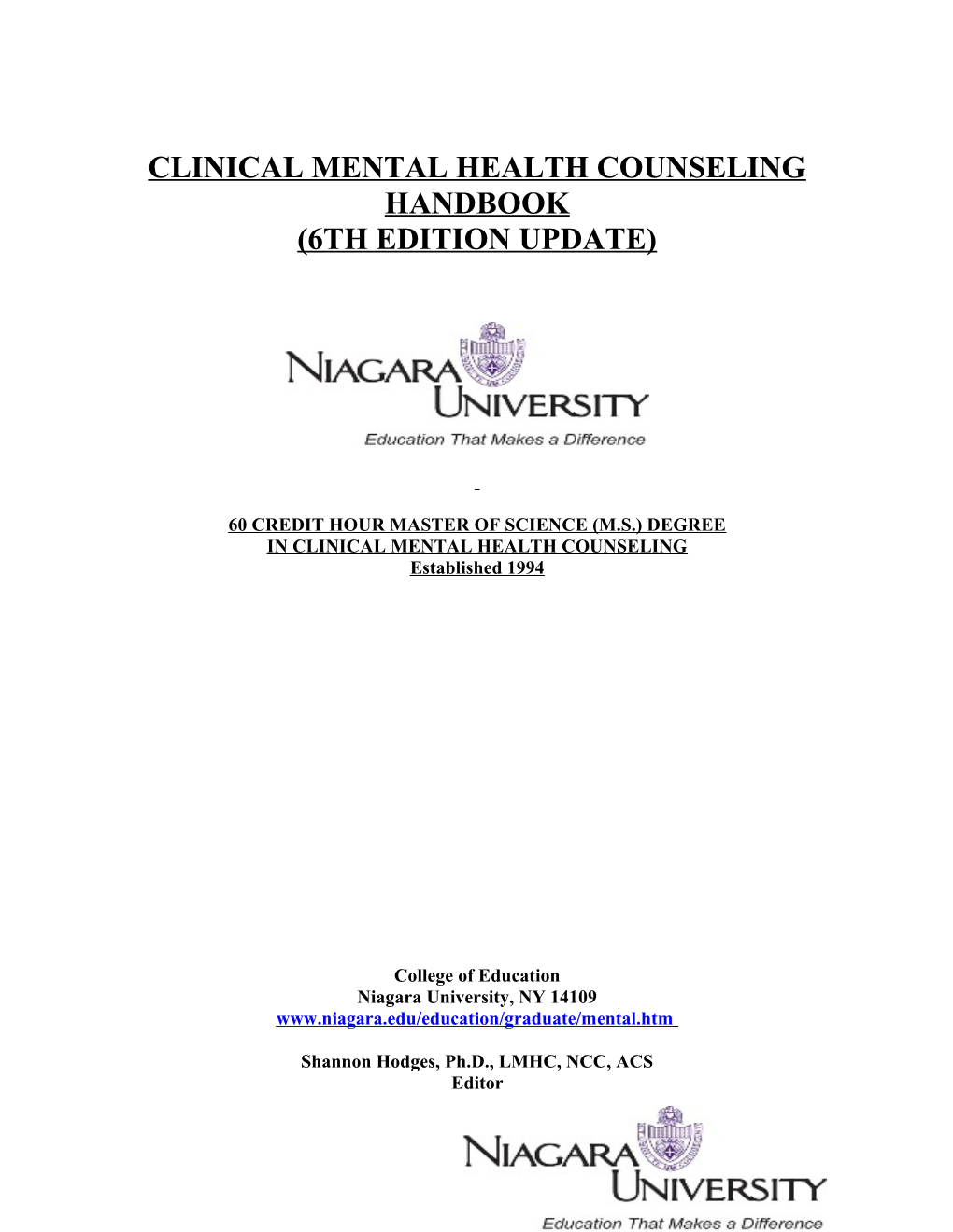 Information Regarding the Mental Health Counseling Profession
