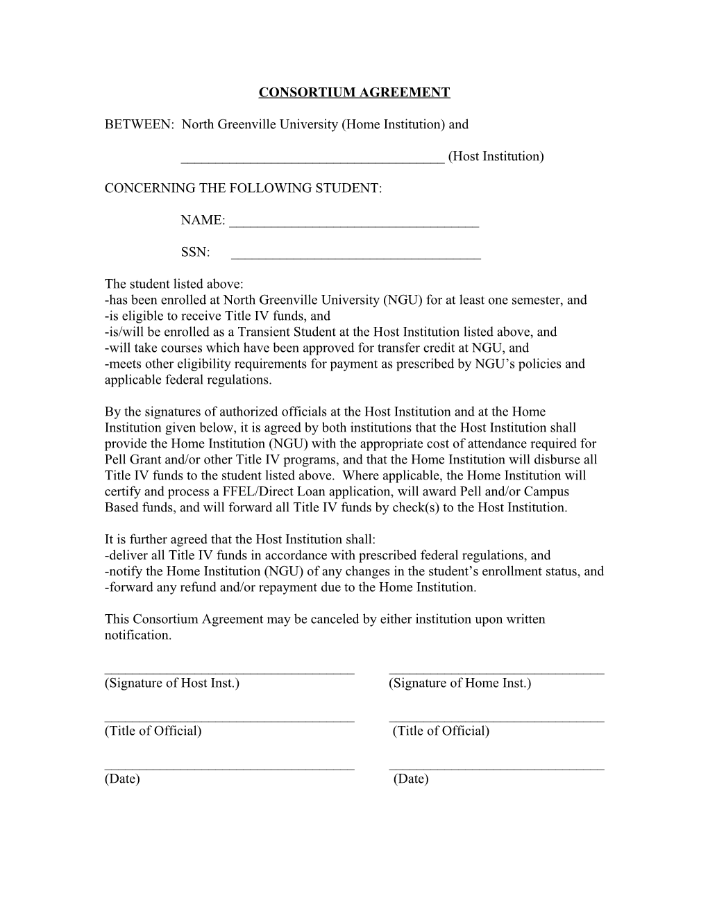 Transient Student Information Request Form