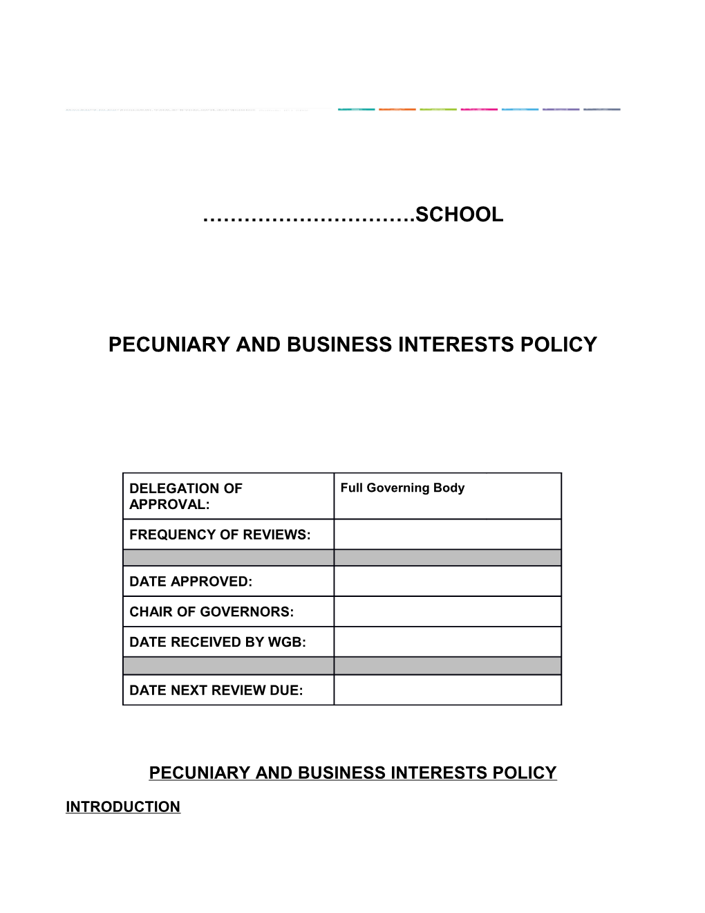 Pecuniary and Business Interests Policy