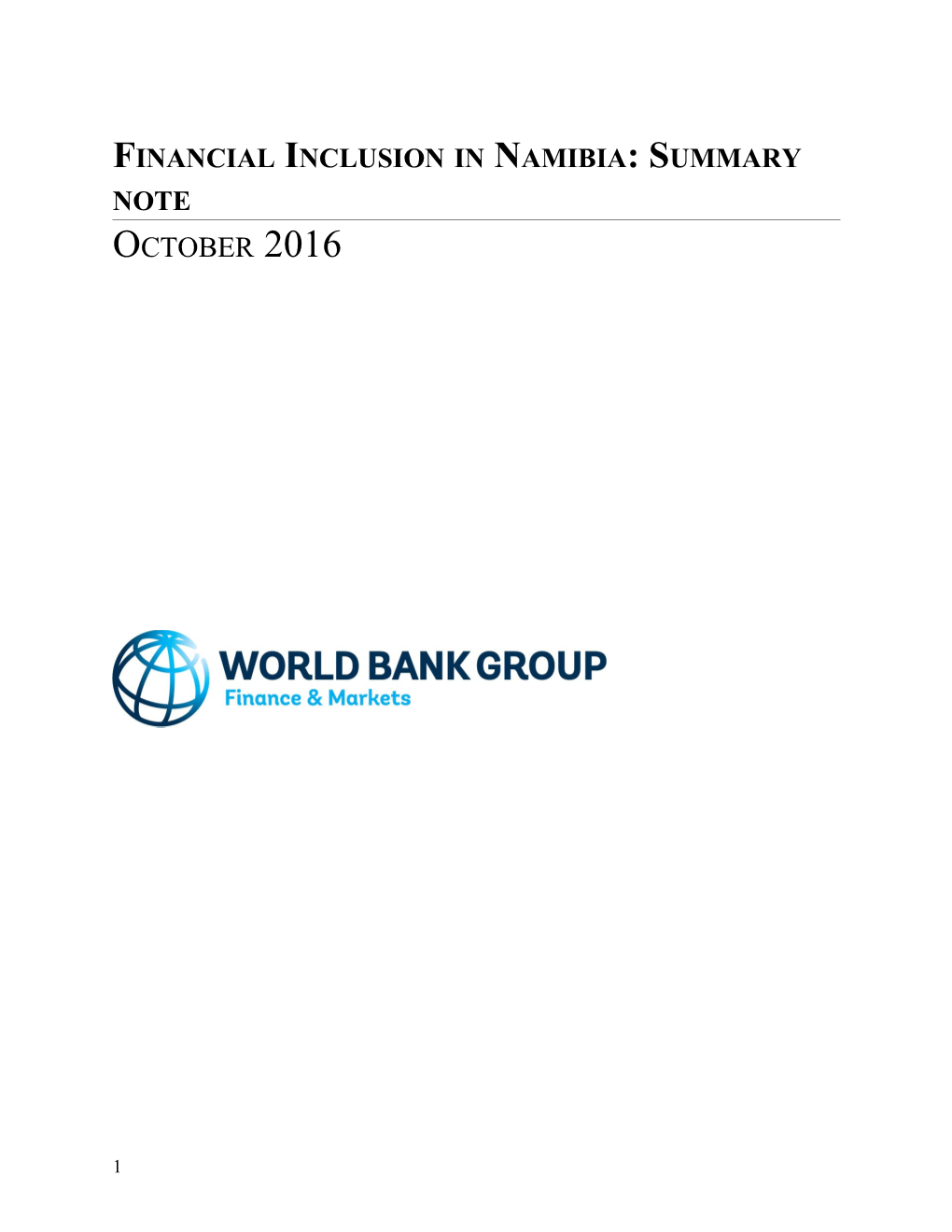 Financial Inclusion in Namibia: Summary Note
