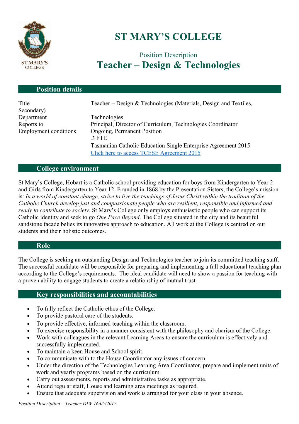 Teacher Design & Technologies