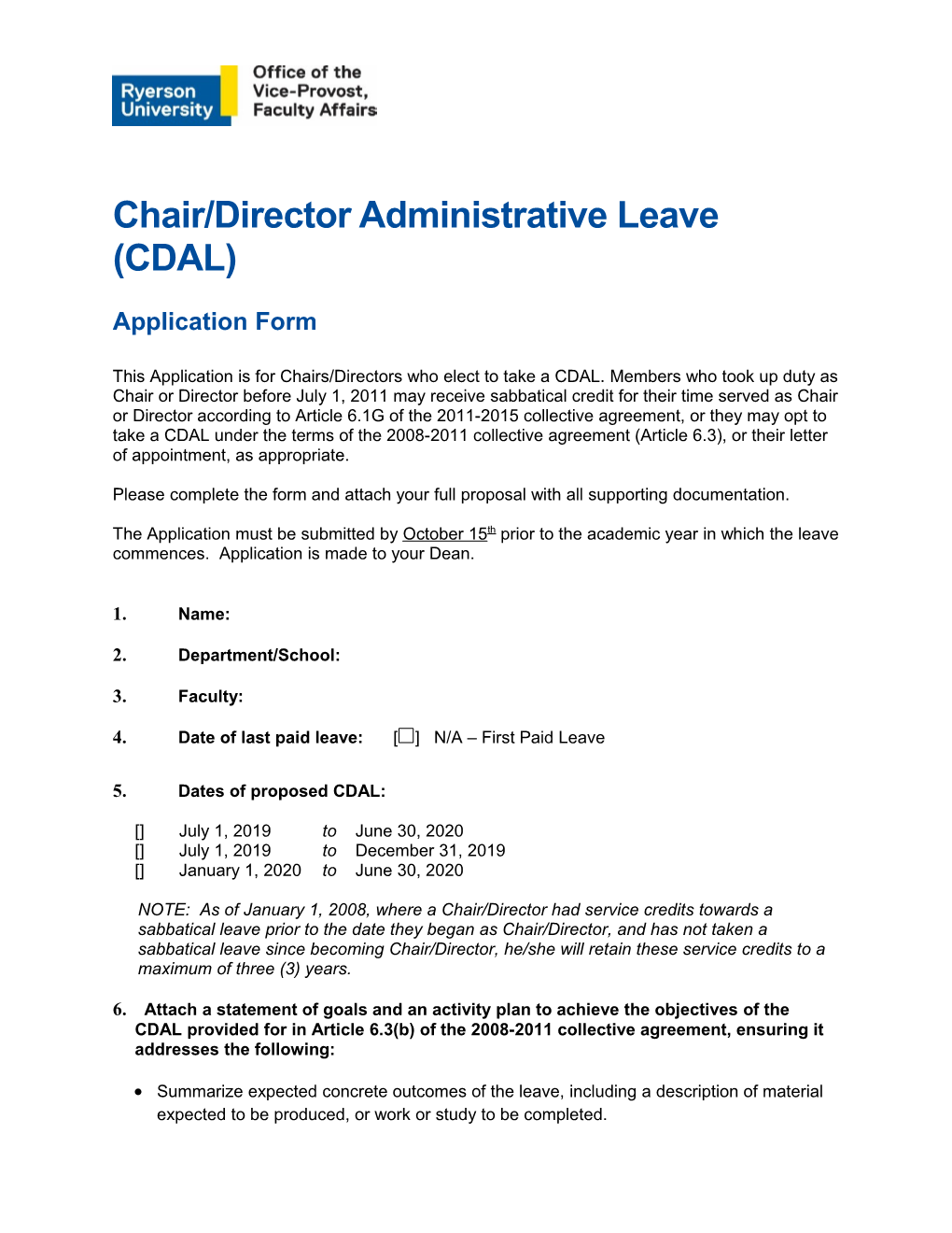 Chair/Director Administrative Leave (CDAL)