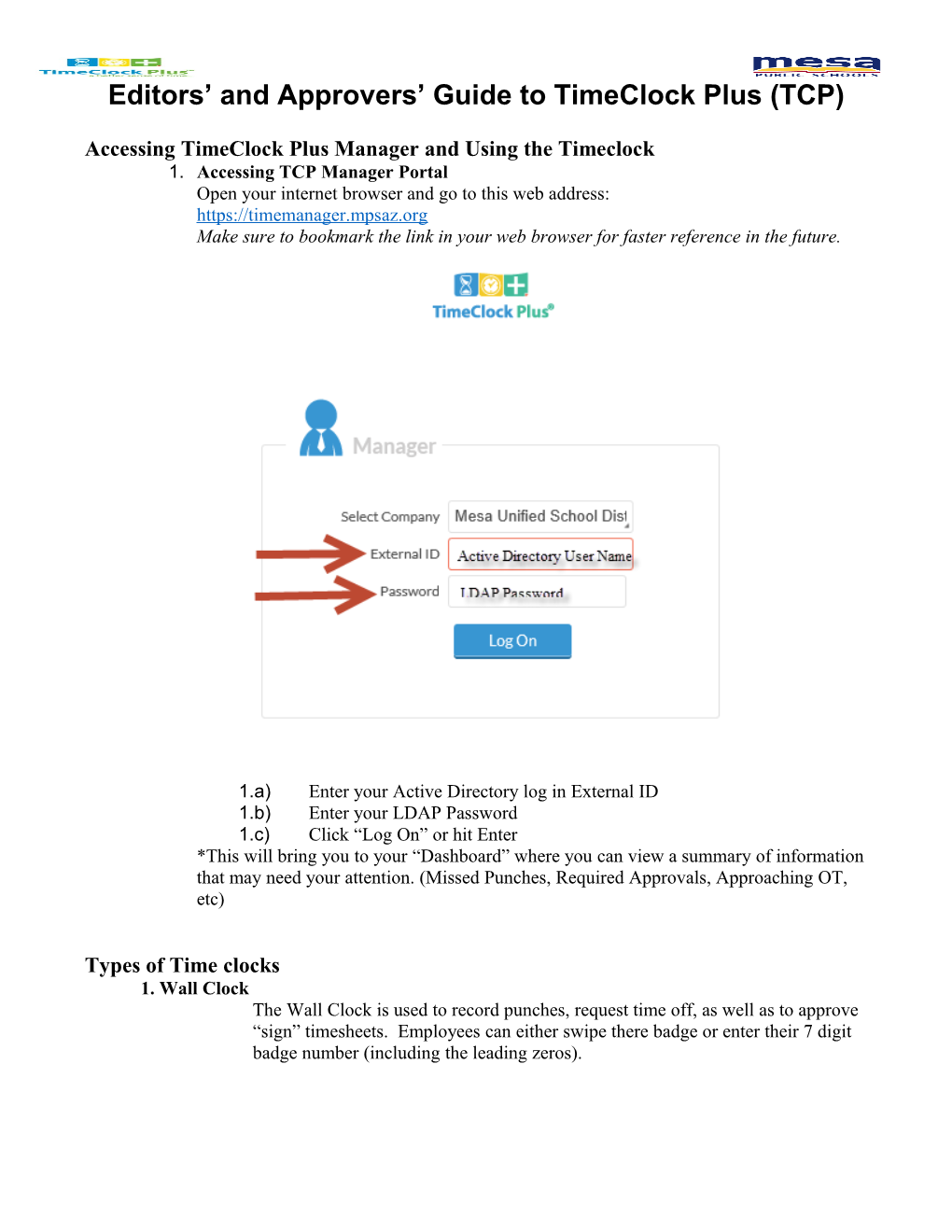 Editors and Approvers Guide to Timeclock Plus (TCP)