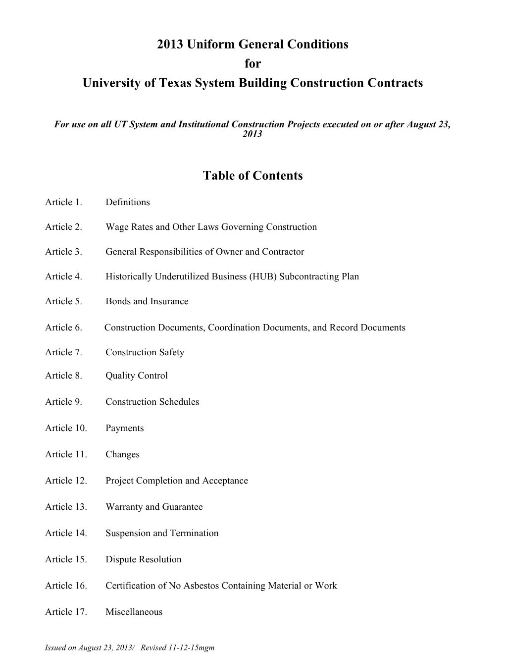 University of Texas System Building Construction Contracts