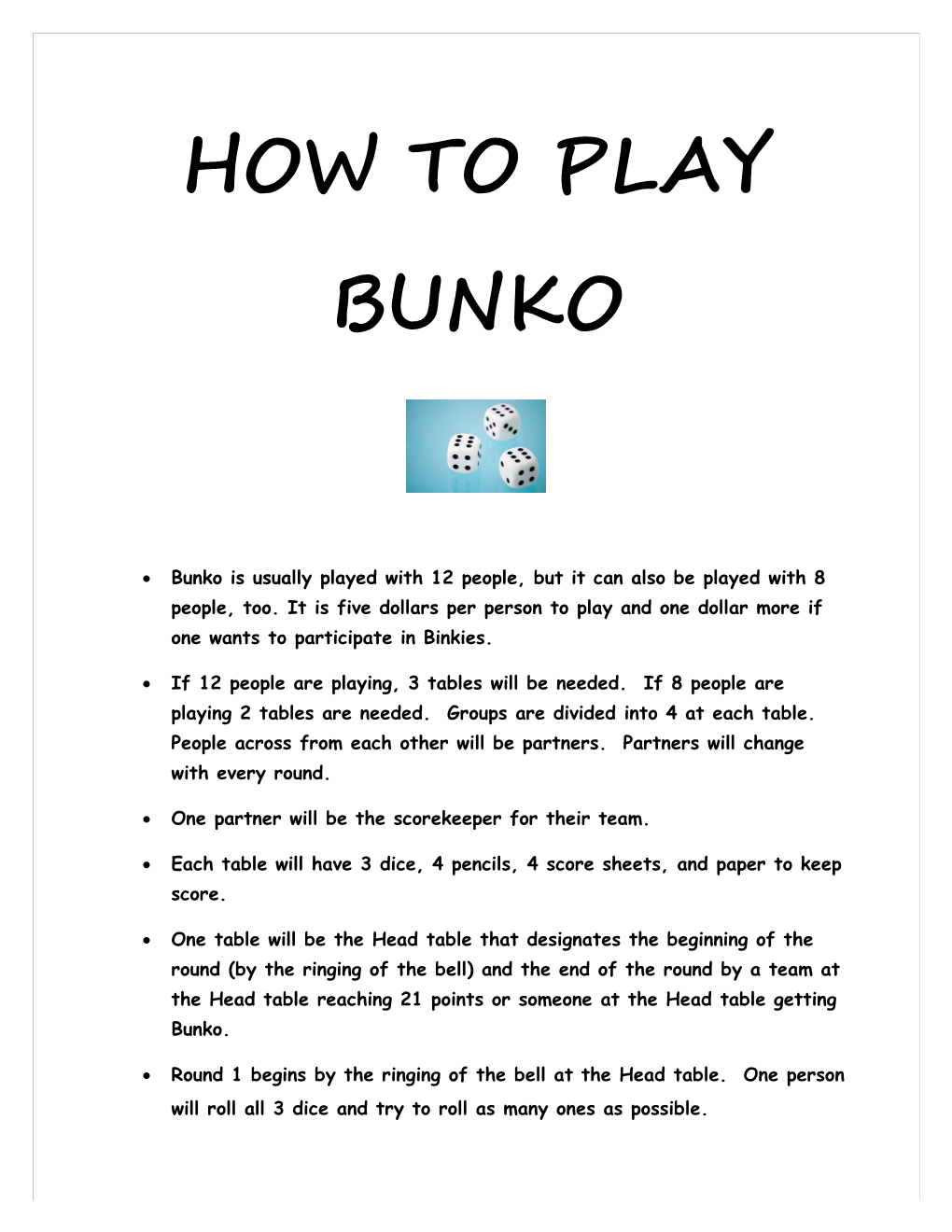 How to Play Bunko