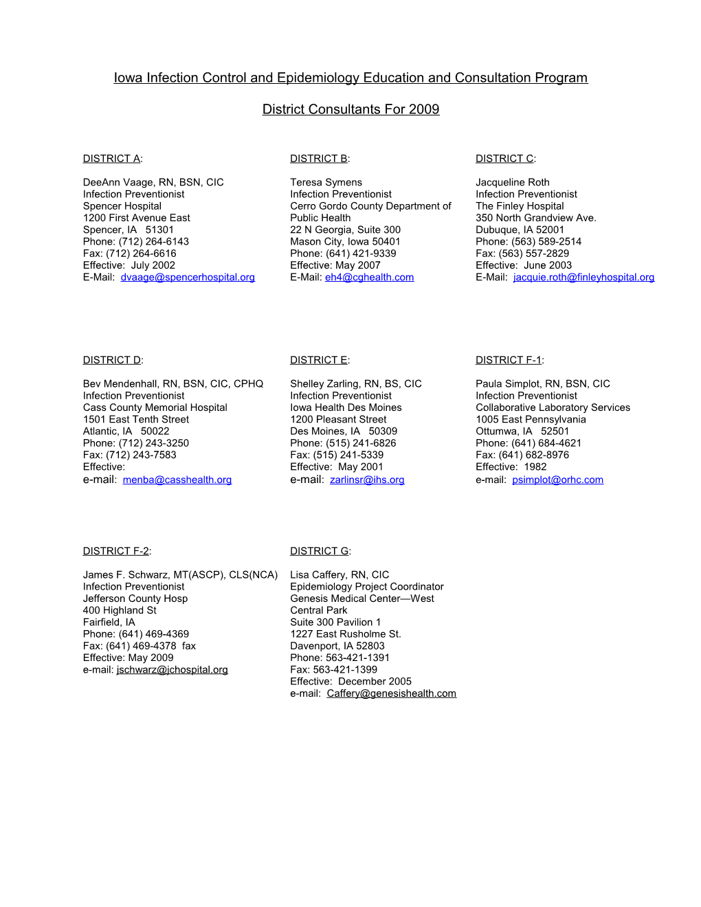 Iowa Infection Control and Epidemiology Education and Consultation Program