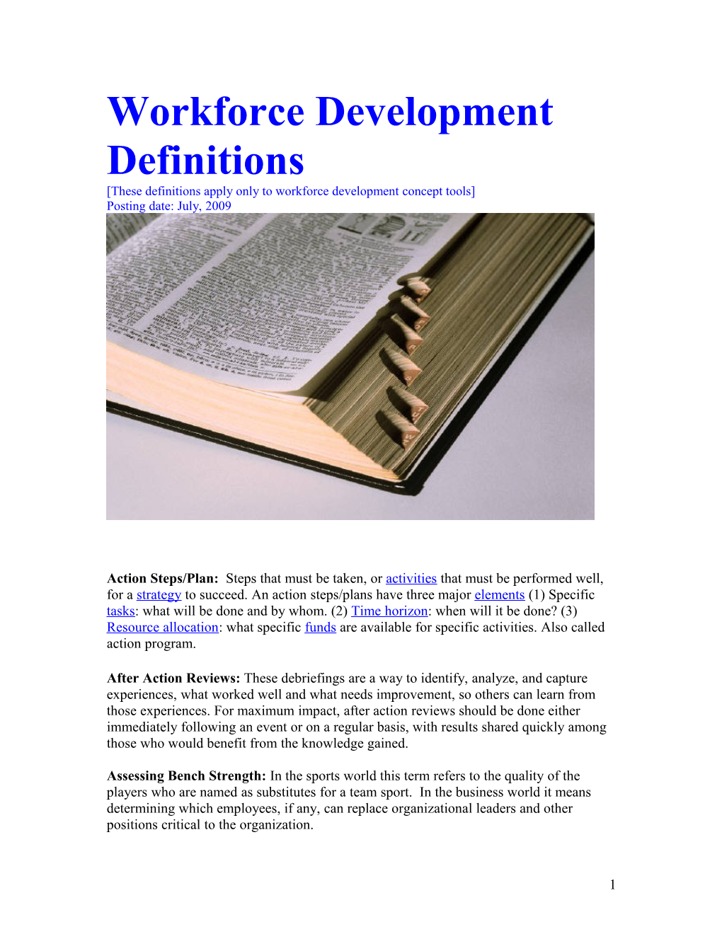 Workforce Development Definitions