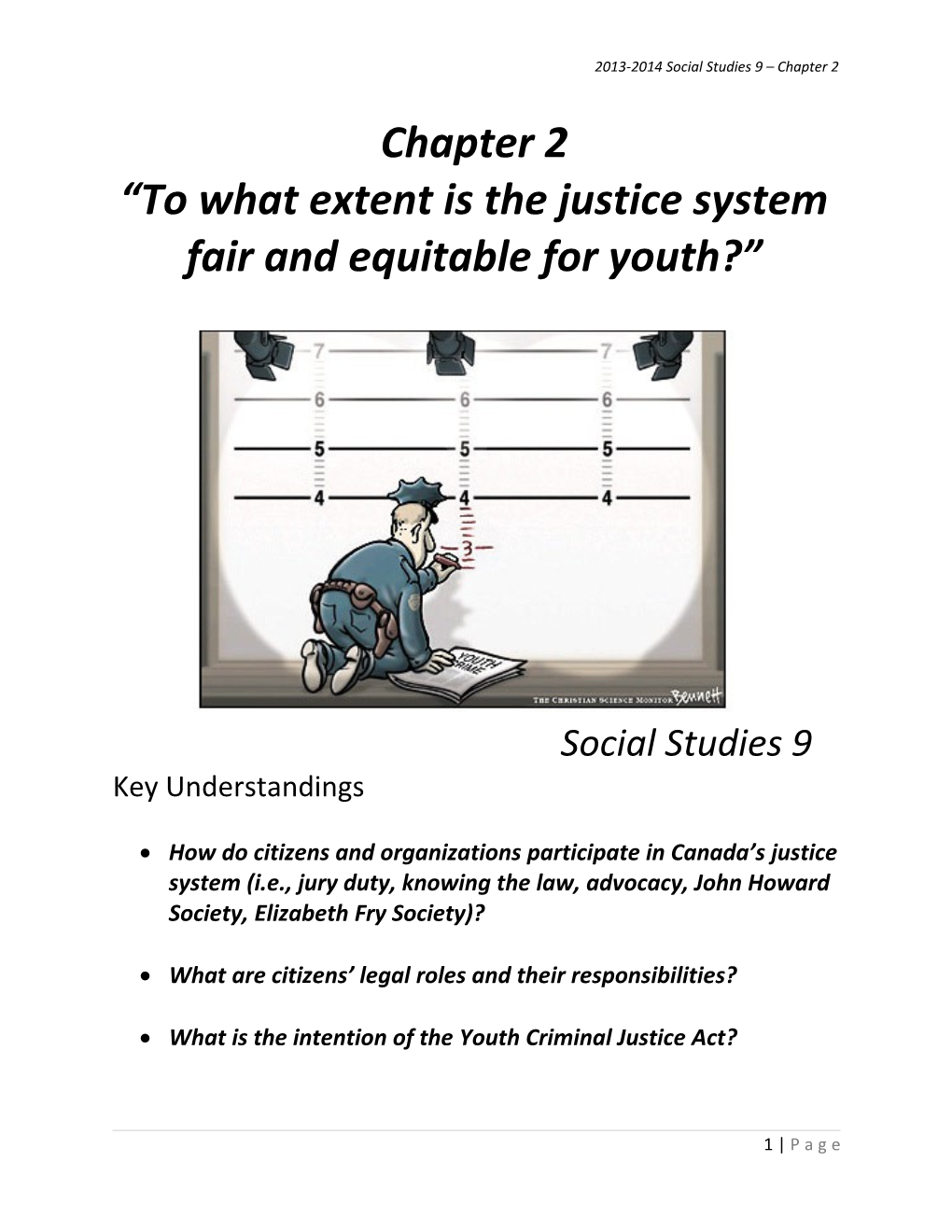 Grade 9 Social Studies Chapter 2 to What Extent Is the Justice System Fair and Equitable