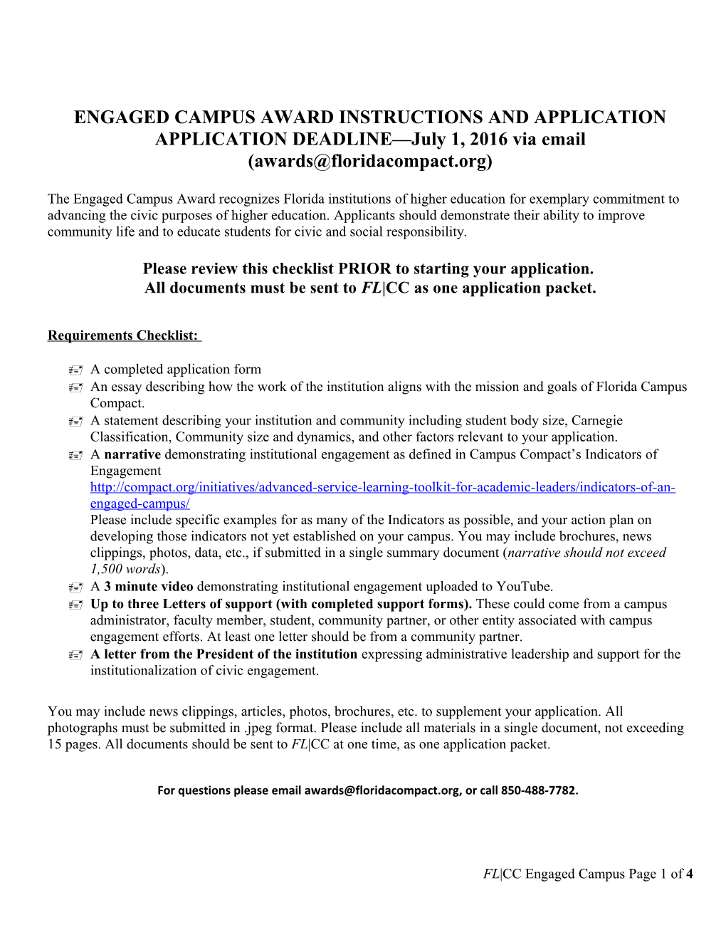 Engaged Campus Award Instructions and Application