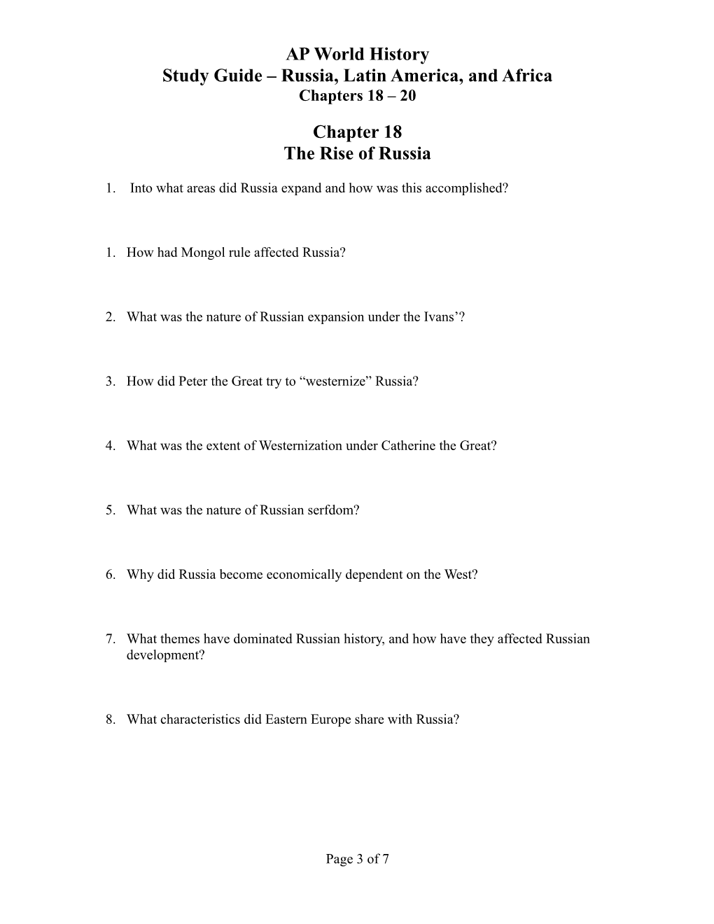 These Questions Are Based on Class Discussions and Material, Reading from Chapters 1-7