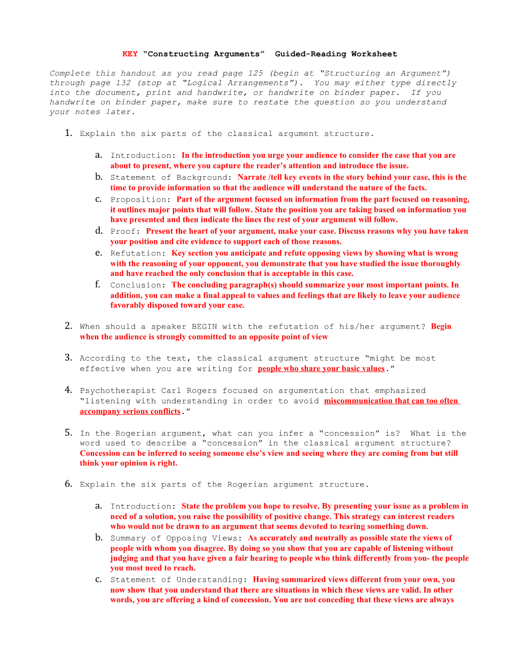 KEY Constructing Arguments Guided-Reading Worksheet