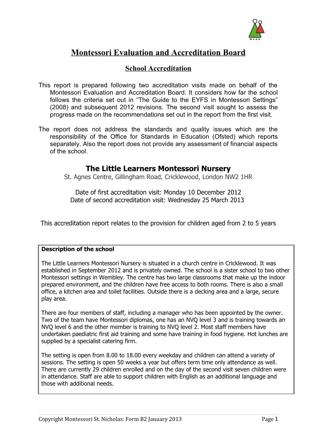 Montessori Evaluation and Accreditation Board