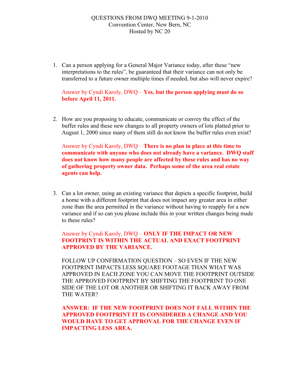 Questions for Dwq Meeting 9-1-2010