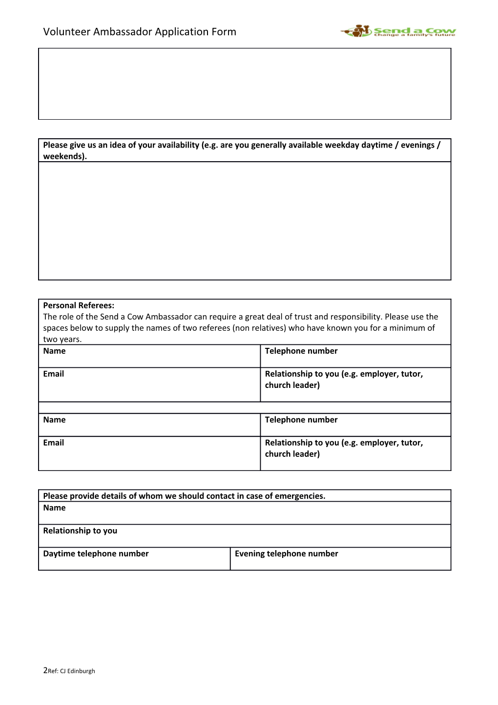 Ambassador Application Form 2015