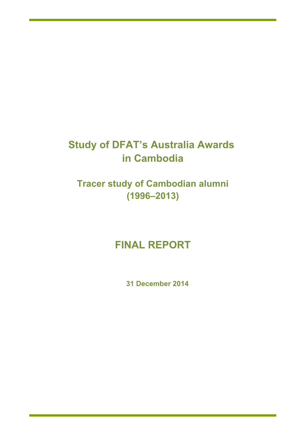 Cambodia Tracer Study, December 2014