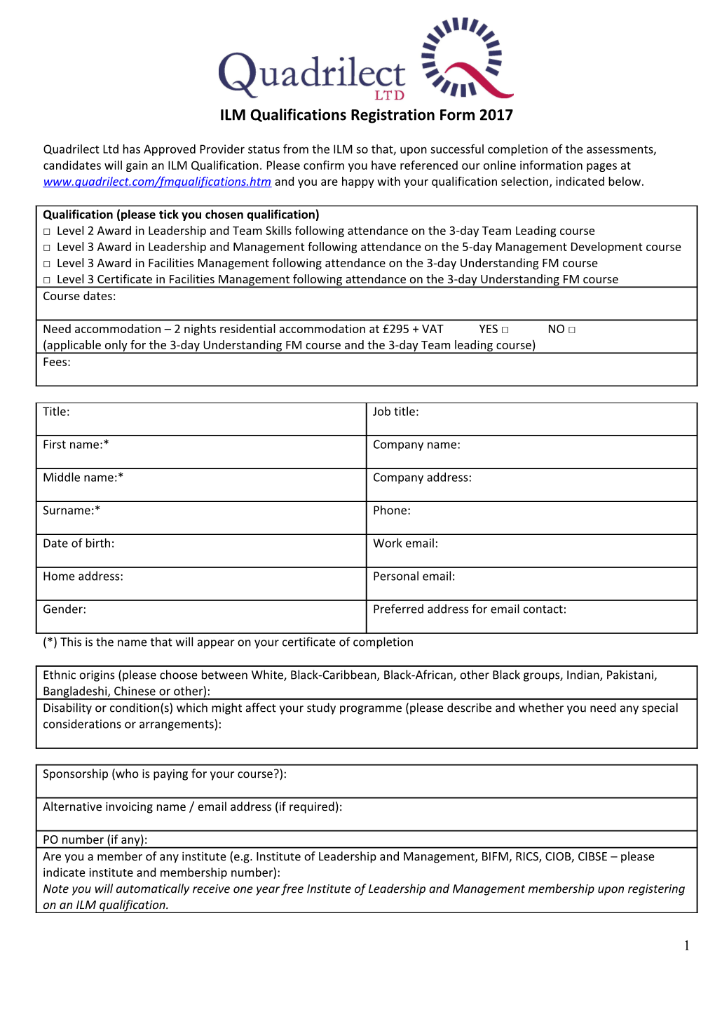 BIFM Qualifications: Internal Assessment Process