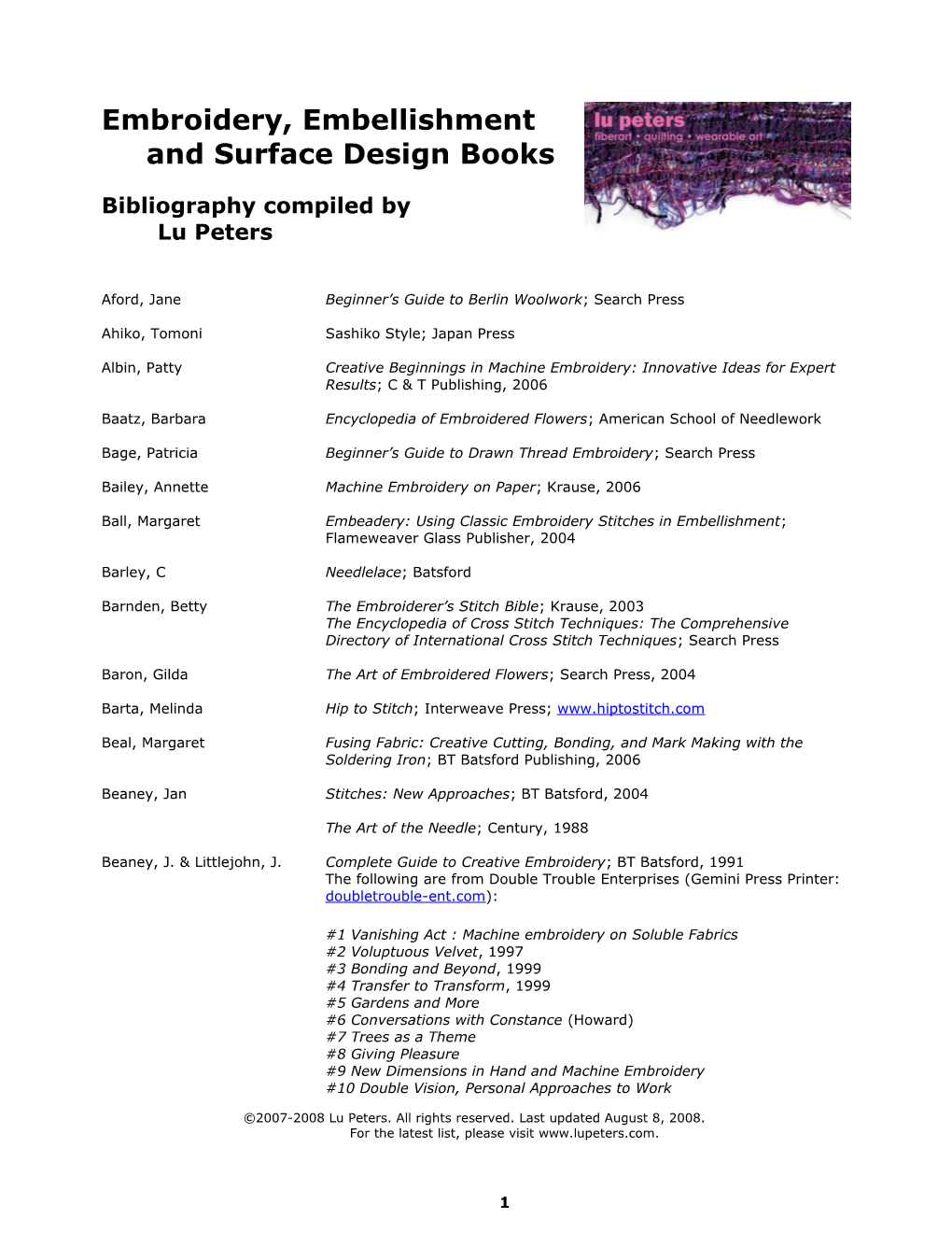 Embroidery, Embellishment, and Surface Design Books