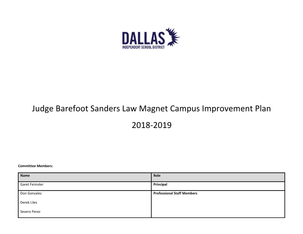 Judge Barefoot Sanders Law Magnet Campus Improvement Plan