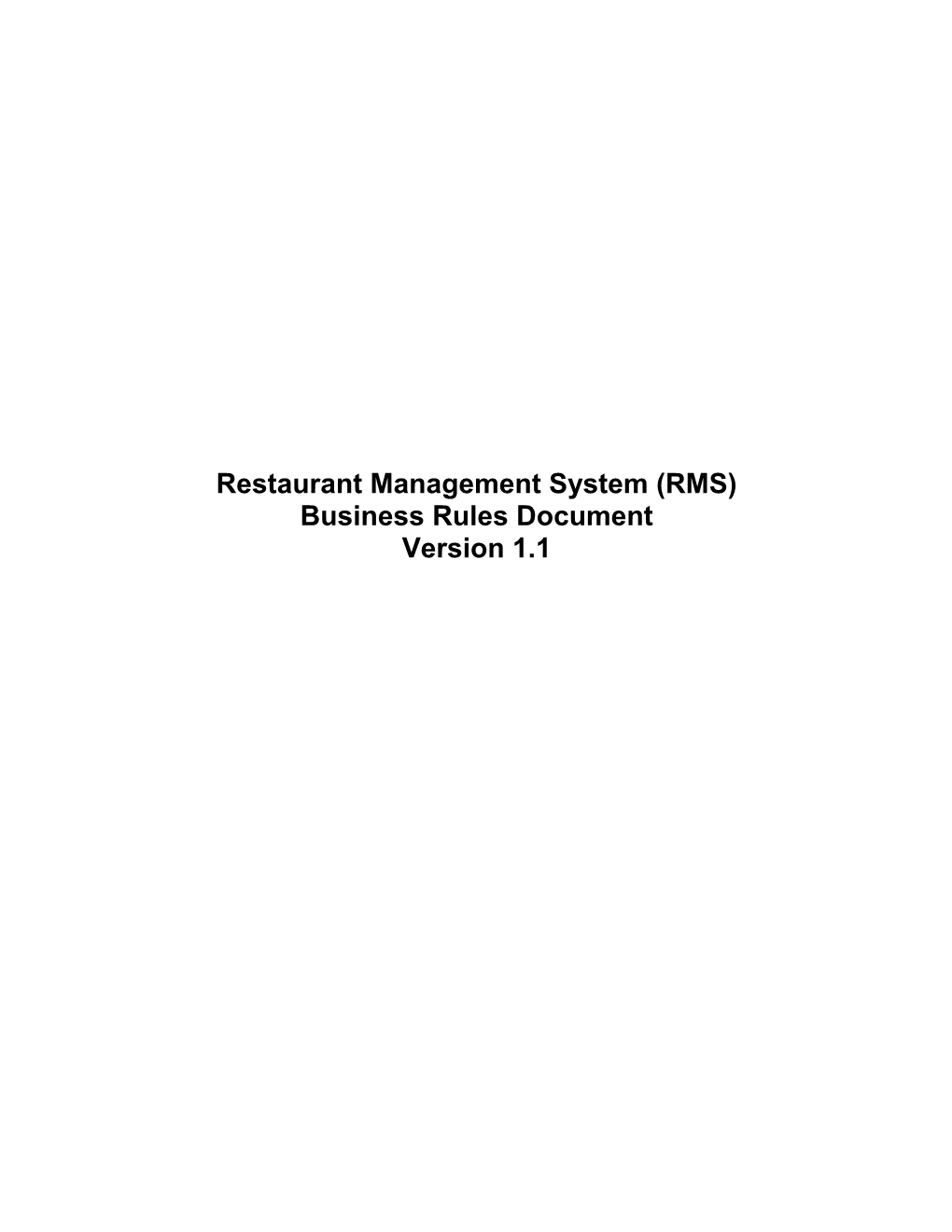 Restaurant Management System (RMS)
